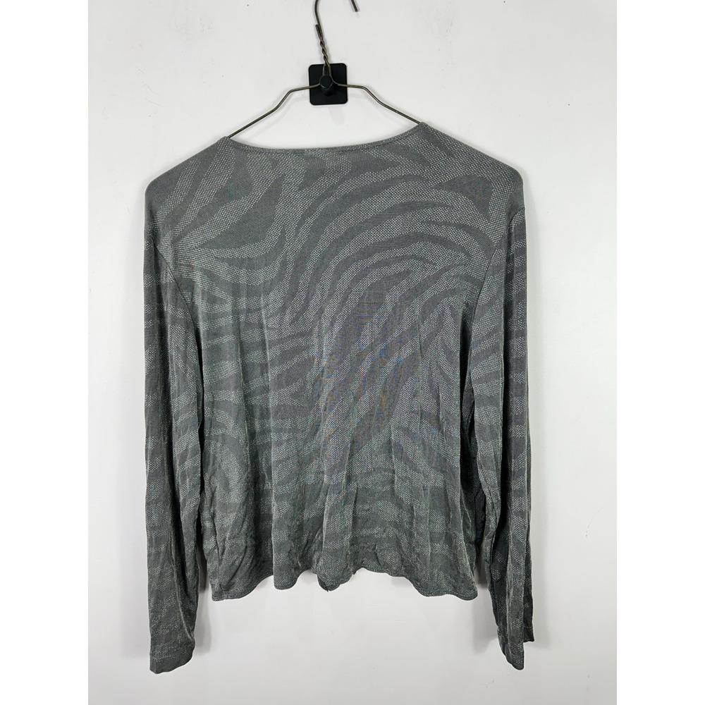 Chicos Travelers Tie Front Cardigan Women 2 Gray Silver Travel Slinky Knit Layer - Picture 6 of 6